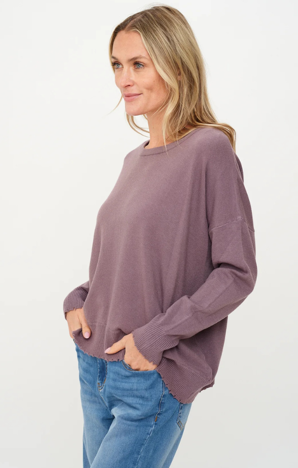 Angii Frayed Crew Sweater