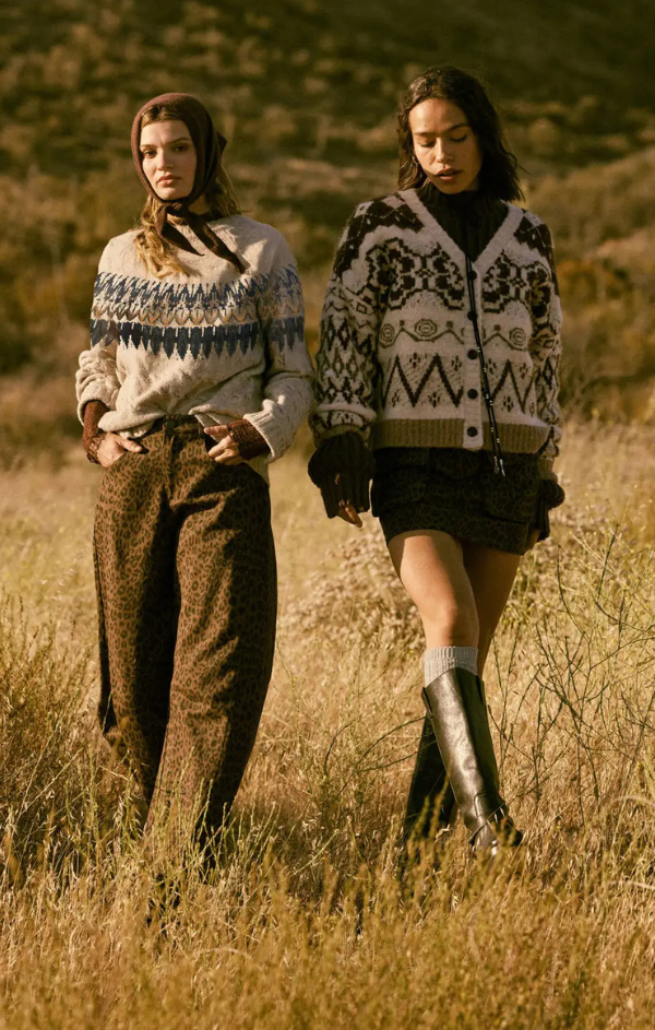 Cable Knit Fair Isle Raglan Sleeve Sweater