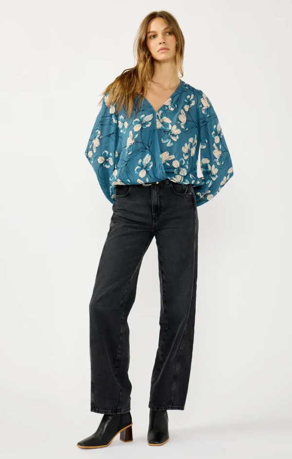 Ramona Pleated Floral Surplice Top