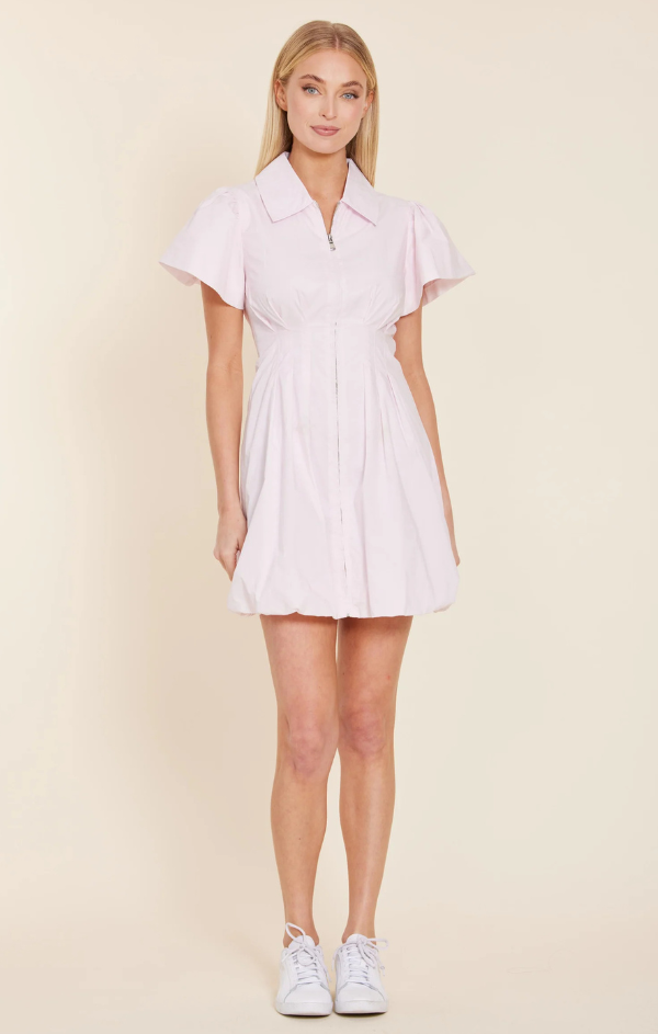 pink poplin dress ZW COLLECTION PLEATED POPLIN DRESS - Pink