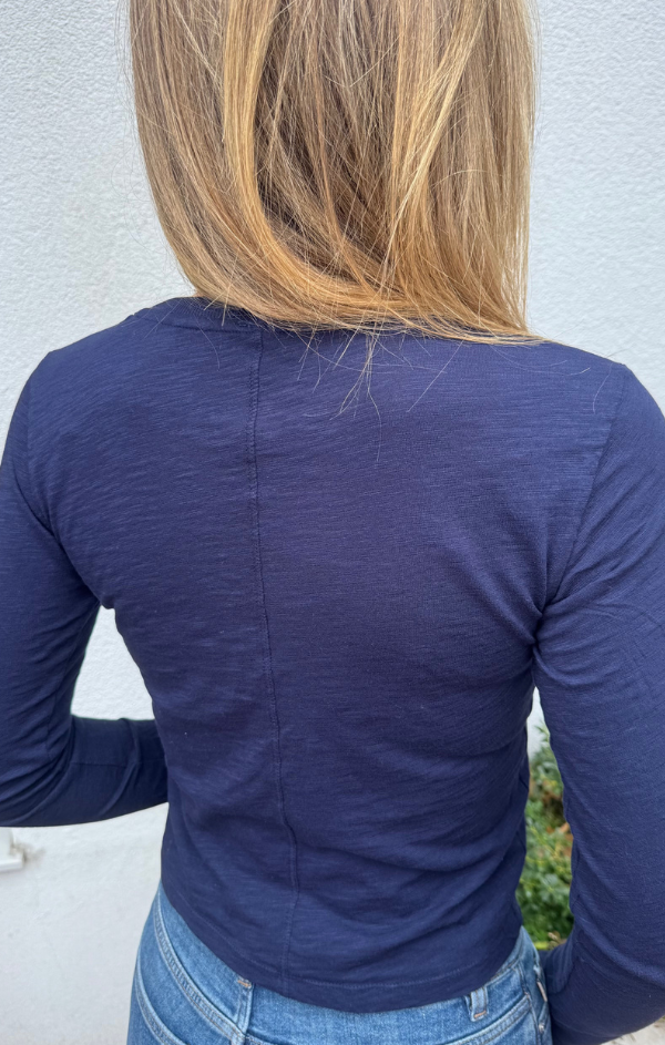 Long Sleeve Rib Crewneck Cropped Tee