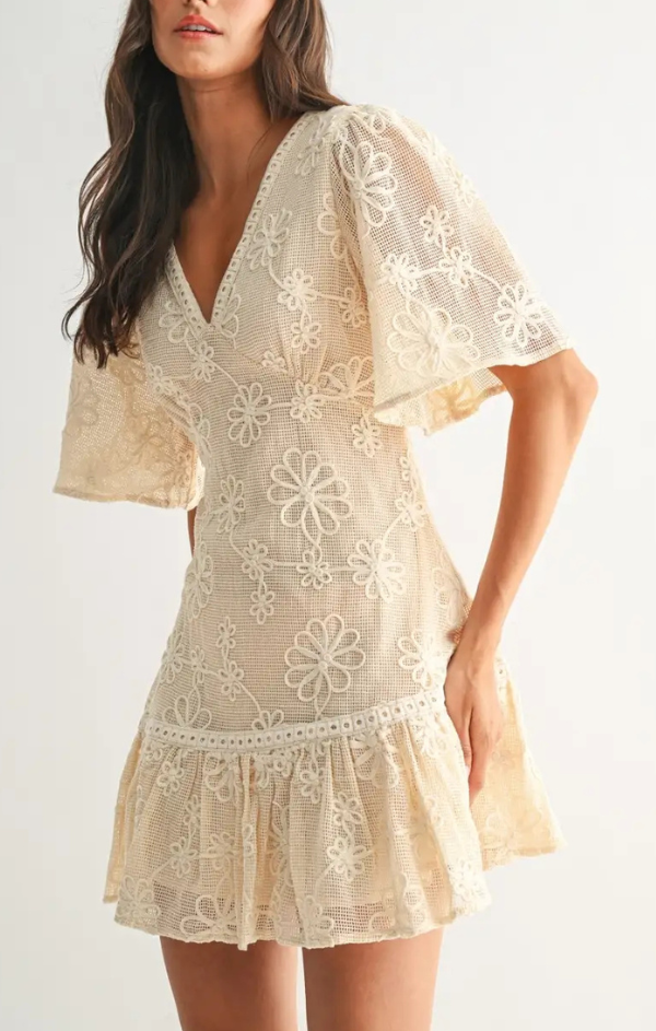 Elegant Floral Lace Mini Dress