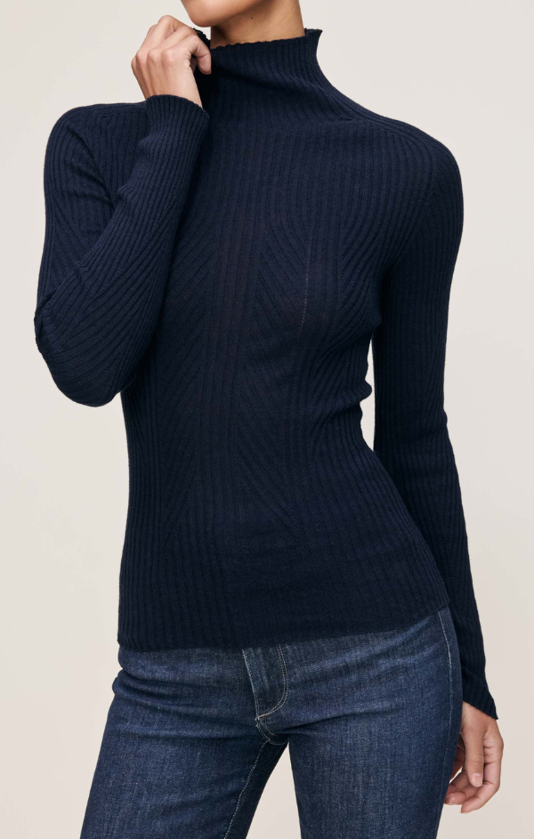 Turtleneck Sweater Top in Navy