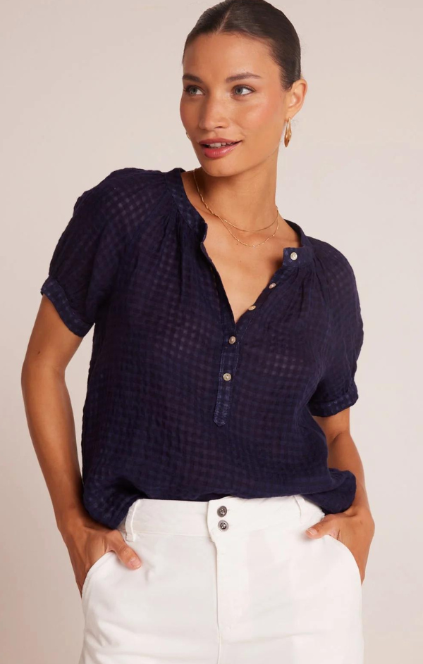 button front v. neck top
