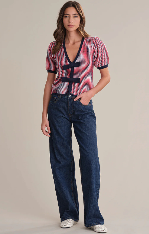 Elaine Puff Sleeve Tie Front Cardigan