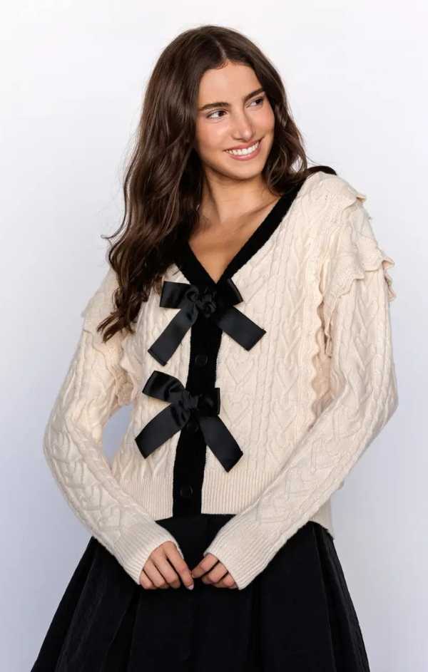 Holly Cable Knit Cardigan with Bows