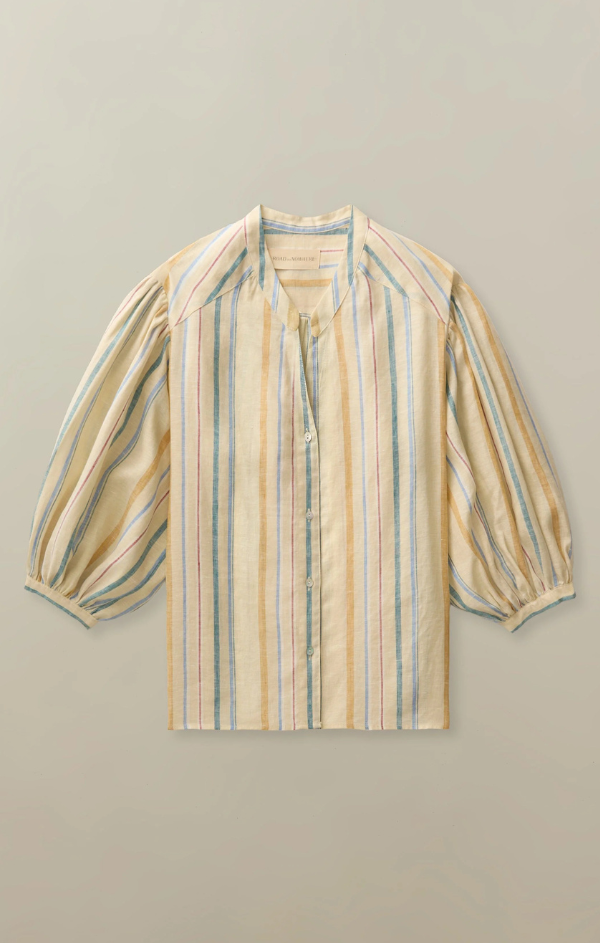 Linen Edith Blouse in Bahama Stripe