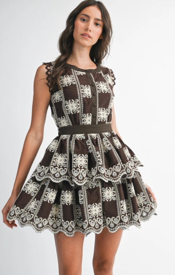 Illiana Embroidered Tiered Dress