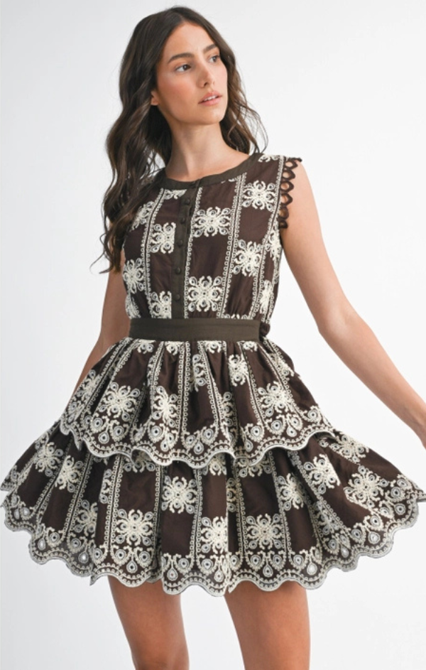 Illiana Embroidered Tiered Dress