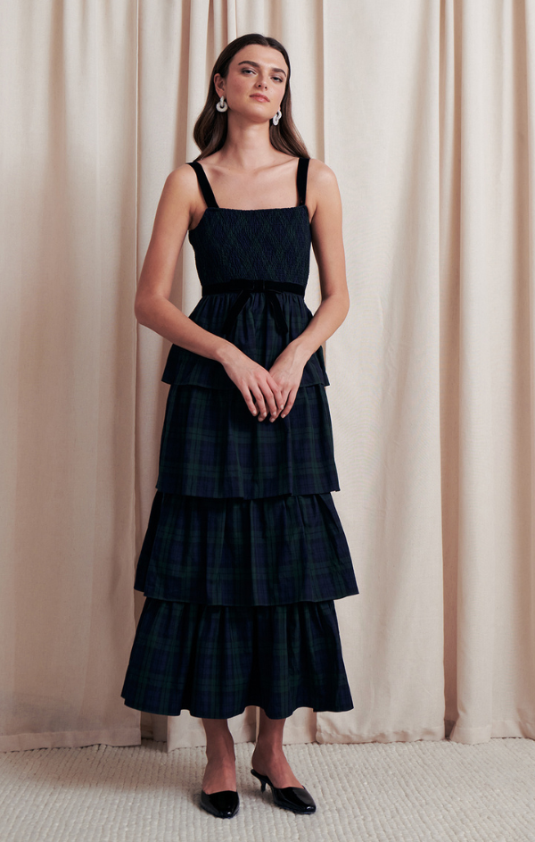 Noel Holiday Plaid Midi Dress