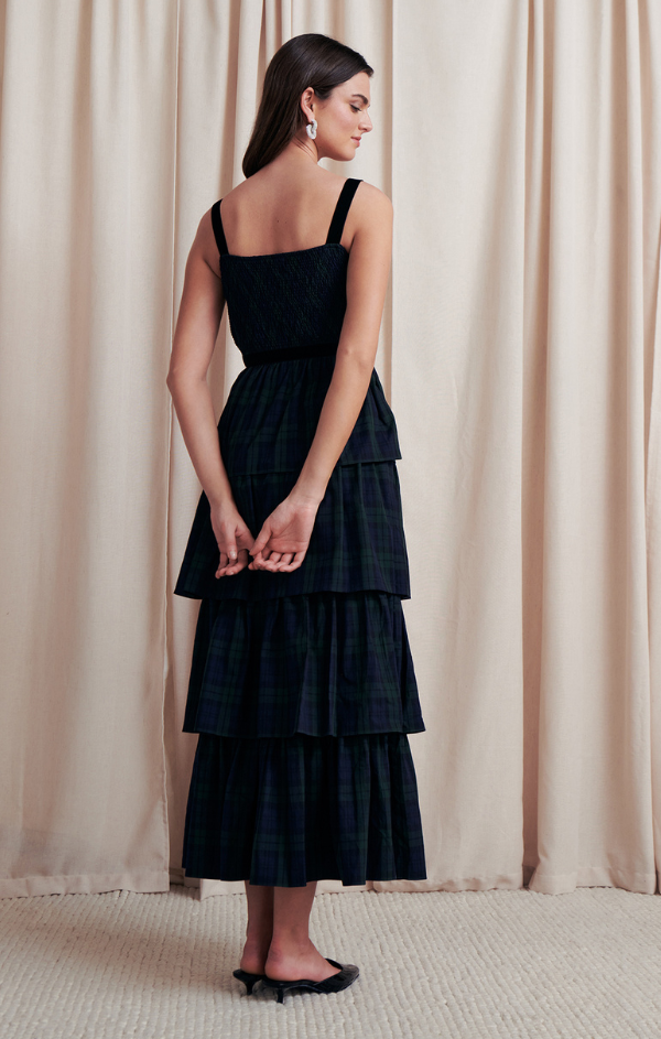 Noel Holiday Plaid Midi Dress