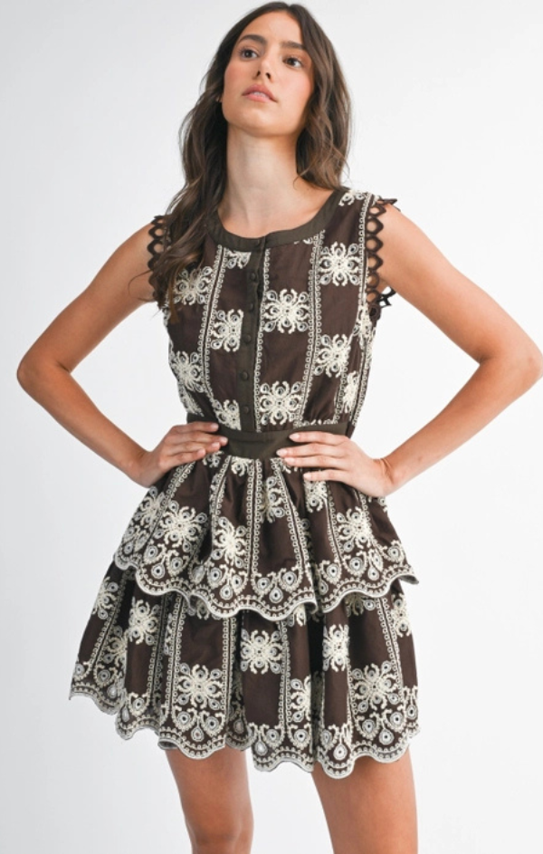 Illiana Embroidered Tiered Dress