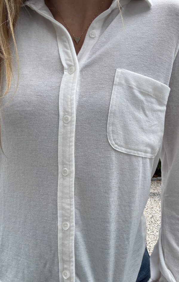 Long Sleeve Button Front Collar Tee