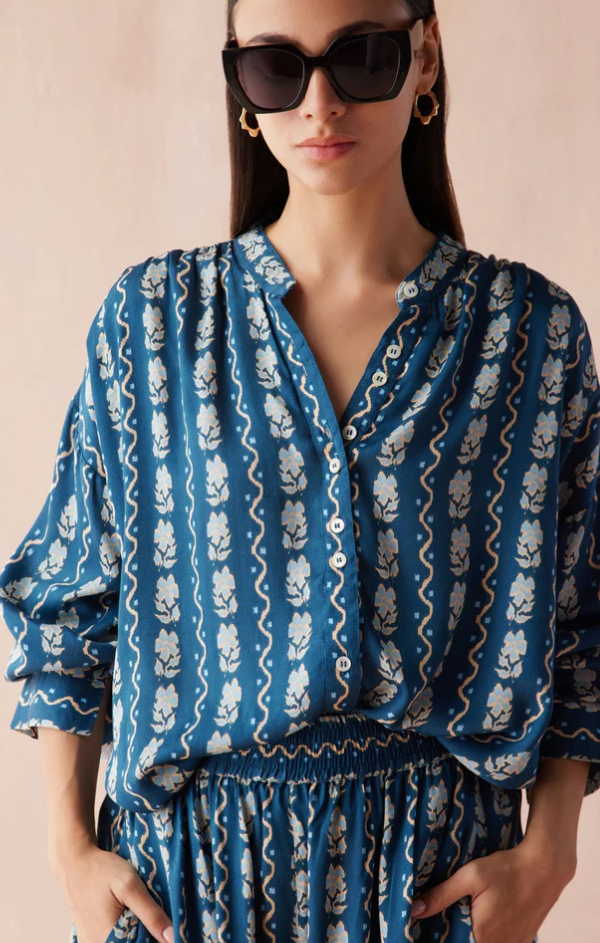 Ezra Blouse in Nico Indigo