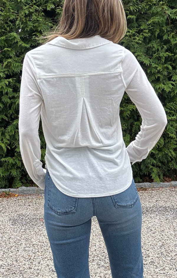 Long Sleeve Button Front Collar Tee