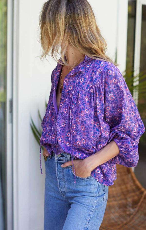 floral purple blouse