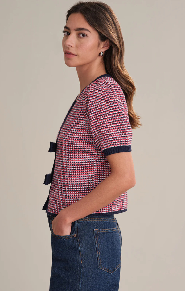 Elaine Puff Sleeve Tie Front Cardigan