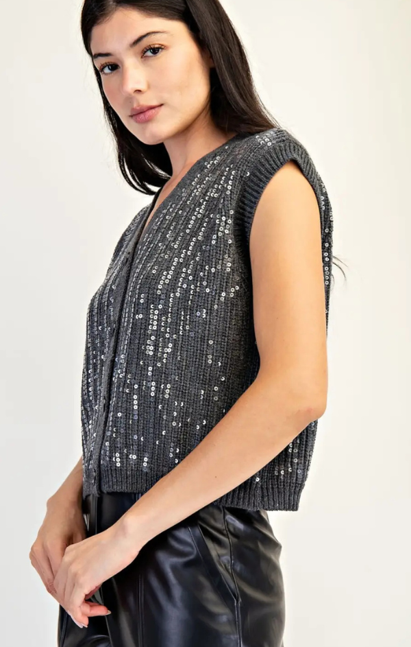 Samaira Sequin Button Down Sweater