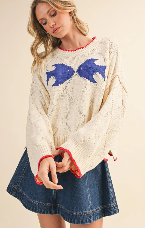 Nori Fish Printed Sweater Top