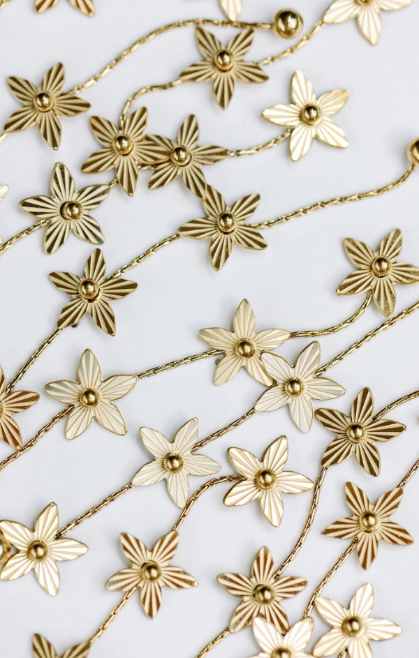 Gold Flower Duster Drop Earrings