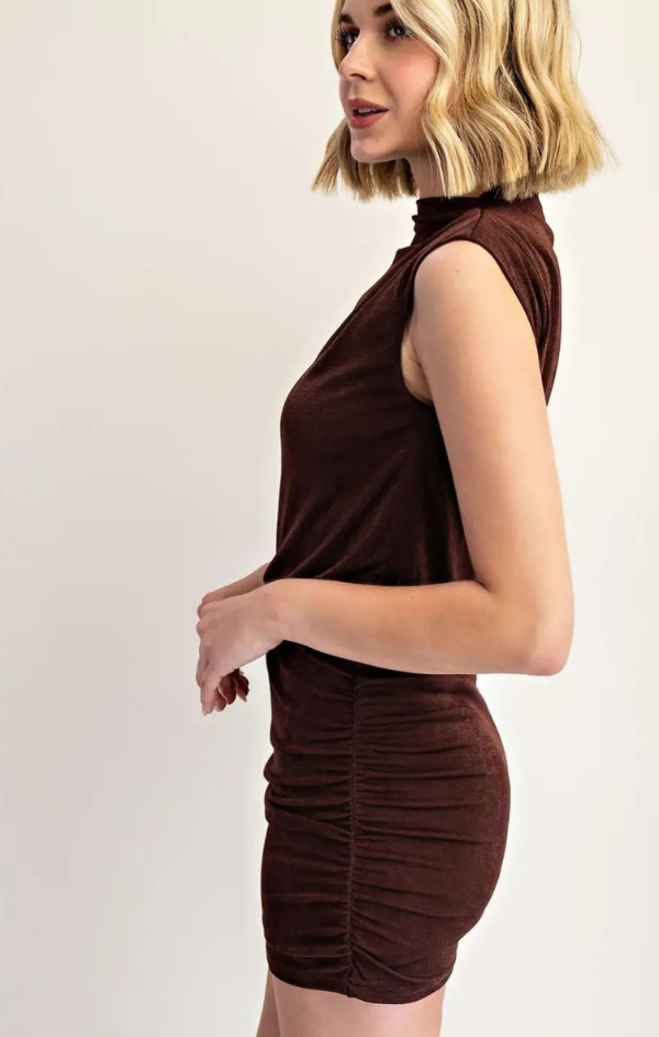 Mock Neck Shimmer Knit Dress
