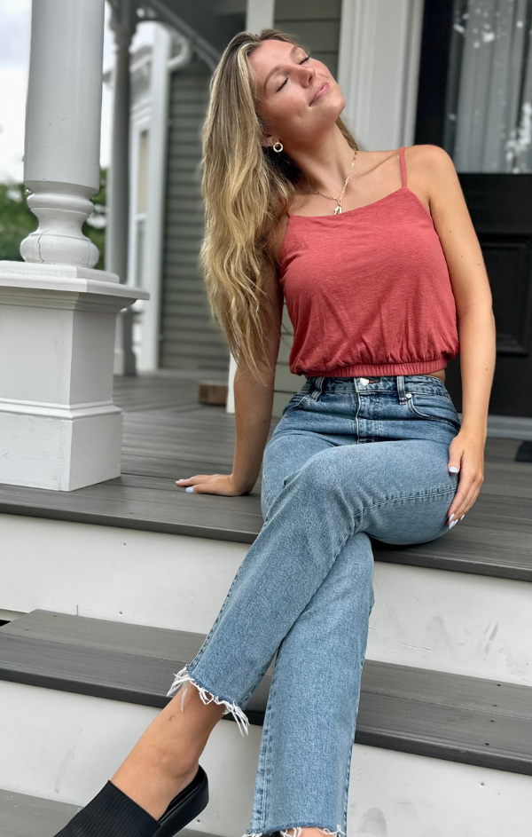 Elastic Hem Cami Crop Top