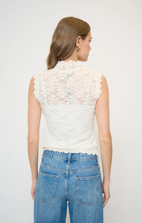 Stella Sleeveless Stretch Lace Turtleneck