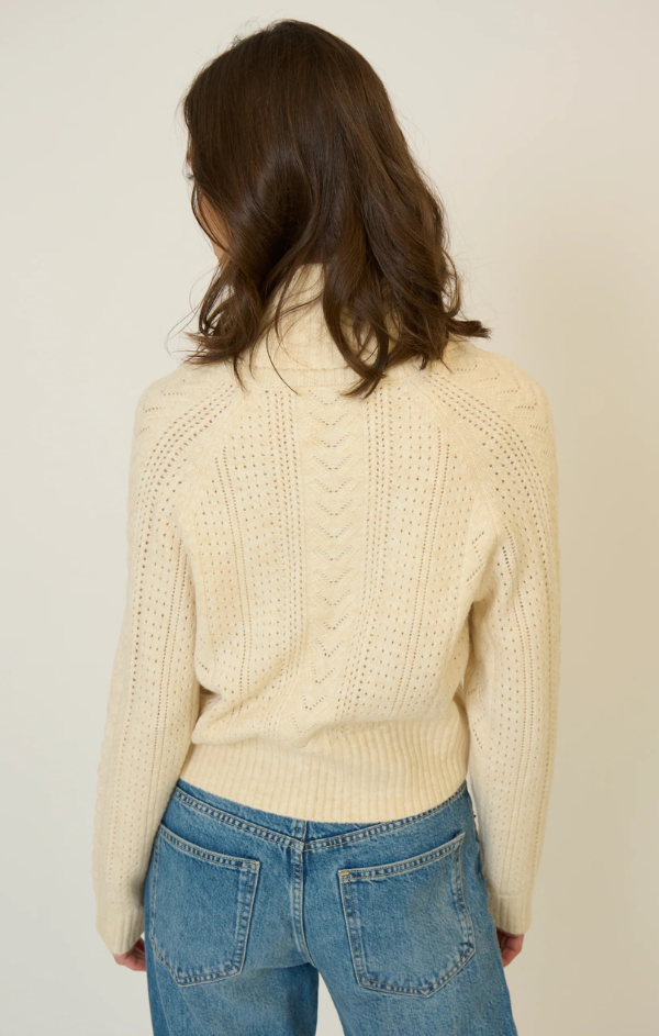 Rayna Shawl Collar Pointelle Cable Pullover