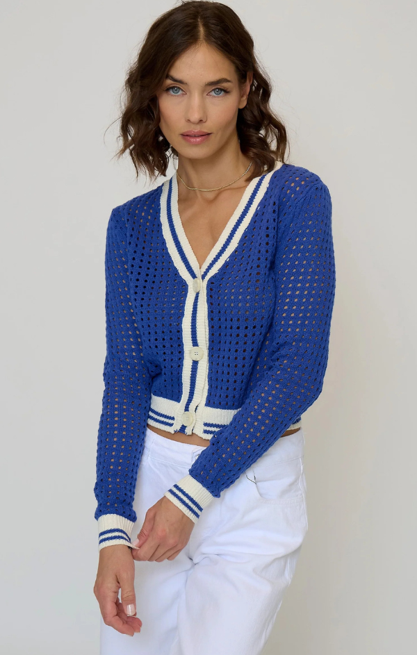 Junie Varsity Mesh Stitch Cardigan