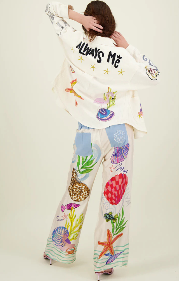 Sandra Combined Denim Wide Leg Pants