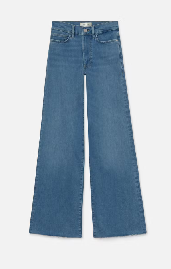 high rise wide leg denim jeans