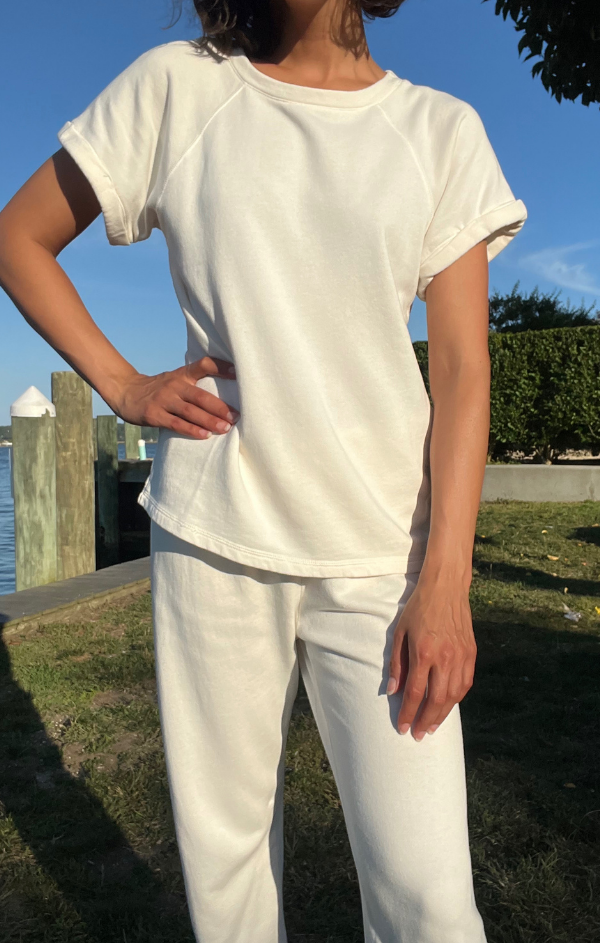 Boatneck Roll Sleeve Raglan Top