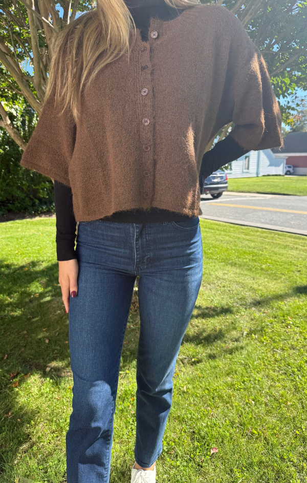 Cropped Boxy Soft Knit Cardigan