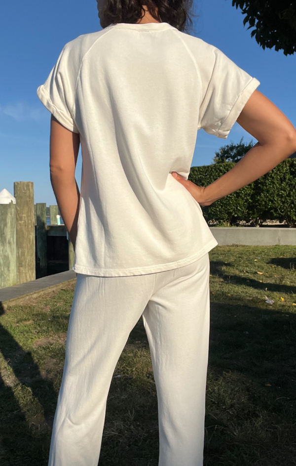 Boatneck Roll Sleeve Raglan Top