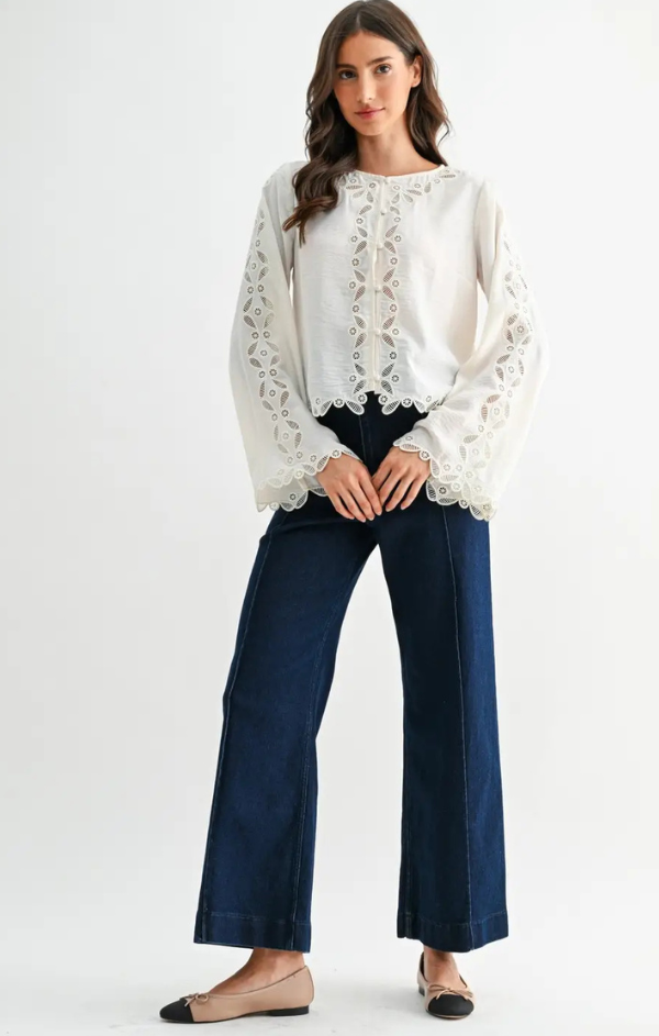 Melanie Scallop Embroidered Lace Blouse