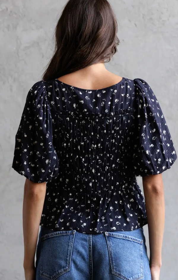 Melissa Pleated Puff Sleeve Top
