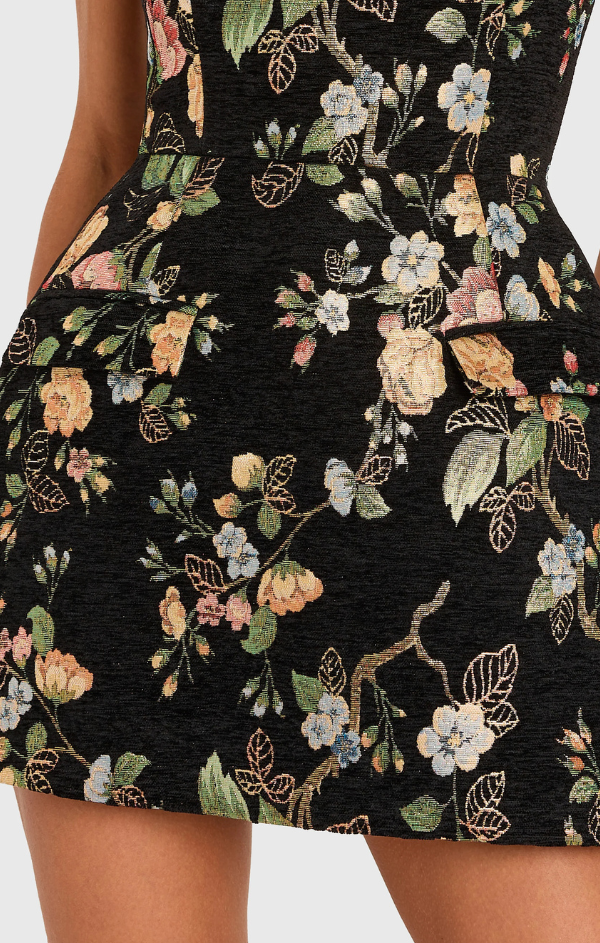 Bethany Romper in Black Gold Tapestry Jacquard