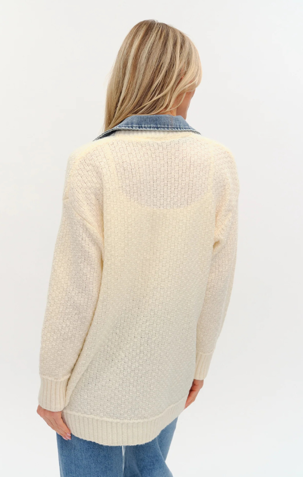 Rachel Mixed Media Denim Cardigan