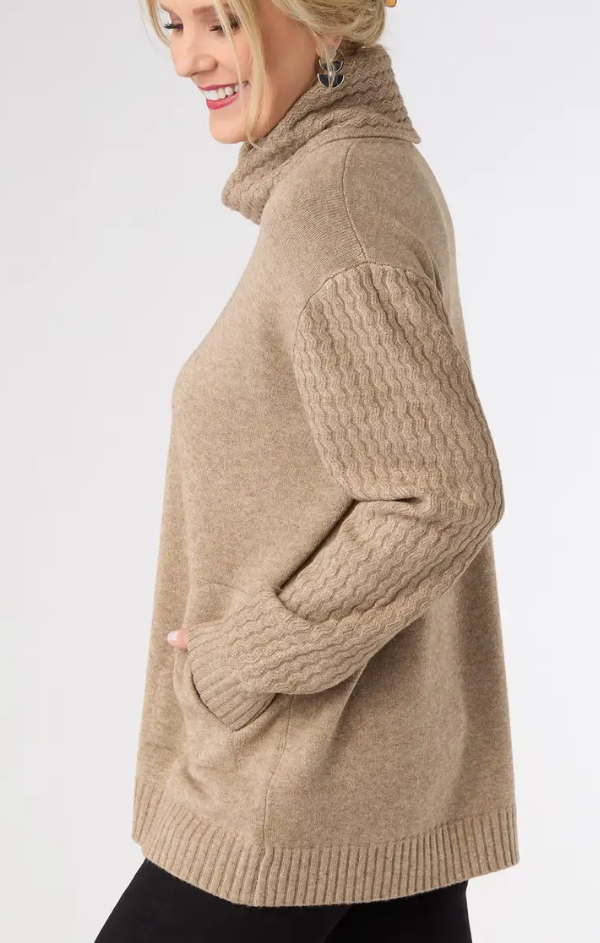 Heavenly Luxe Cowl Neck Cable Sweater