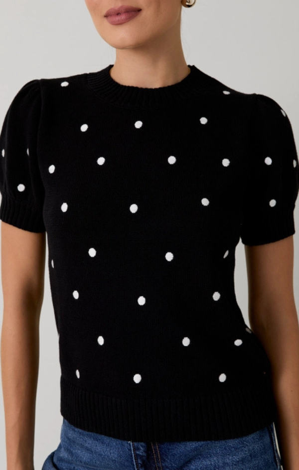 Polka Dot Puff Sleeve Sweater