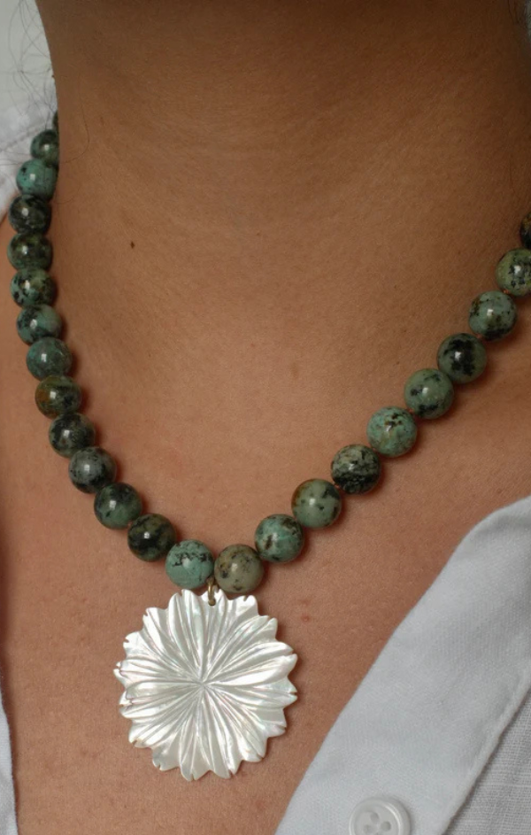 Martha Flower Necklace Turquoise