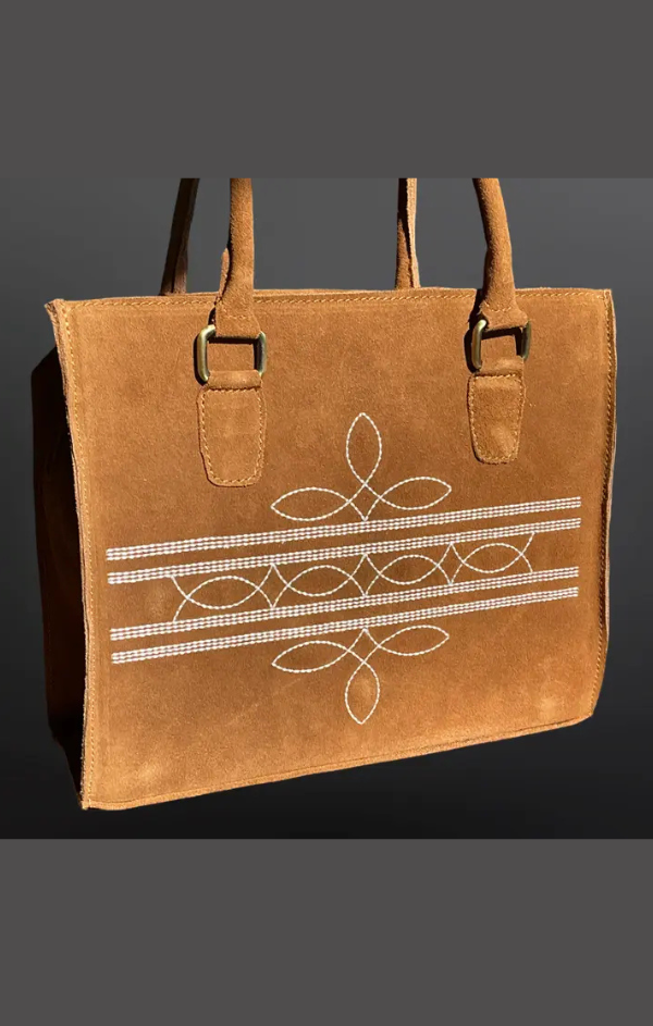 Western Boot Stitch Suede Leather Handbag