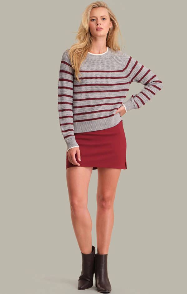 Brooke Crew Neck Textured Stripe Pullover