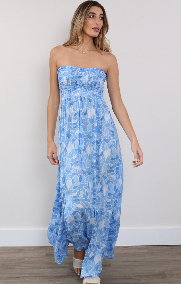 strapless printed summer maxi dress