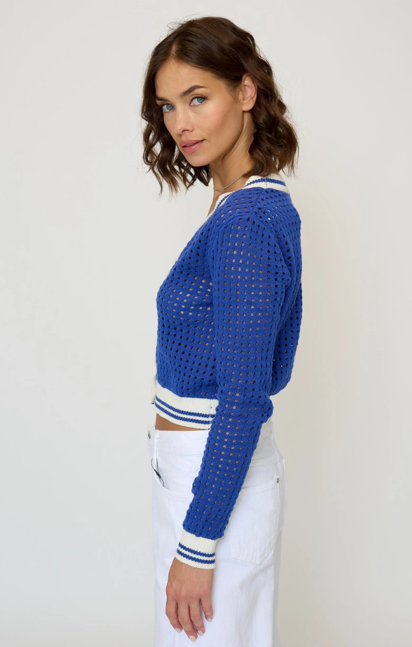 Junie Varsity Mesh Stitch Cardigan