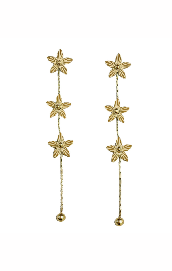 Gold Flower Duster Drop Earrings