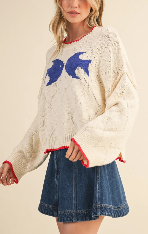 Nori Fish Printed Sweater Top