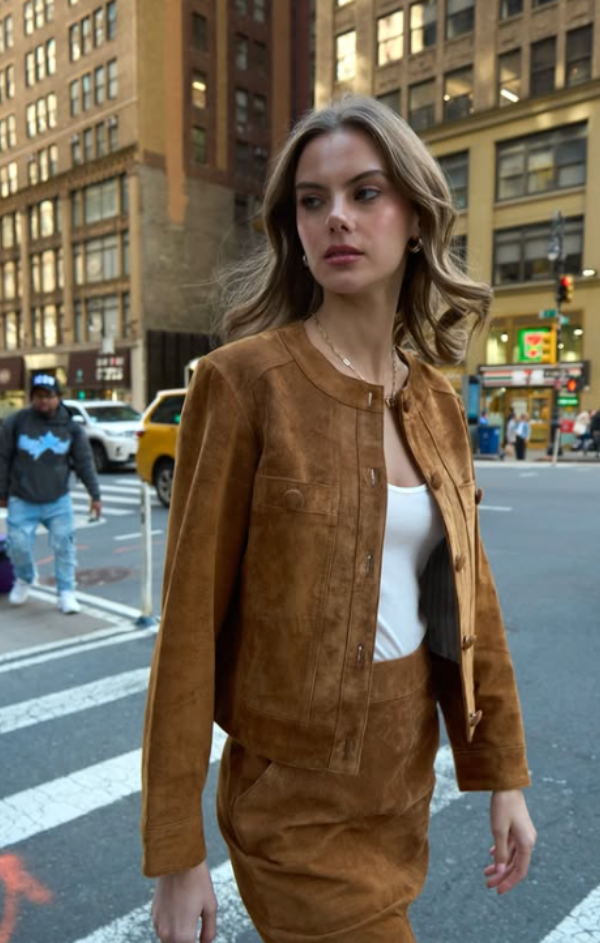 Daphne Genuine Suede Lady Jacket