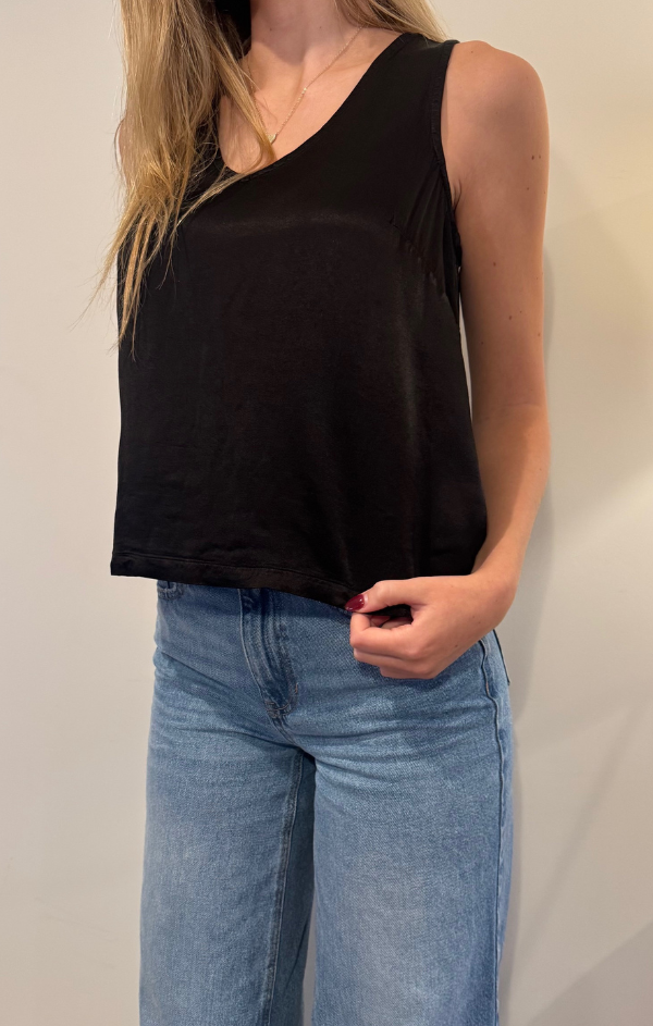 V Neck Tank With Removable Neck Tie