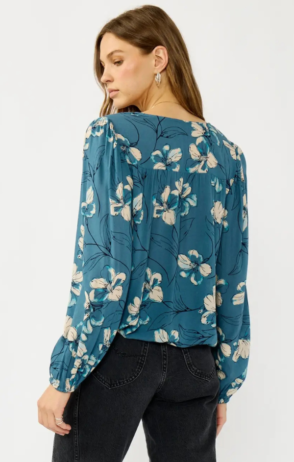 Ramona Pleated Floral Surplice Top